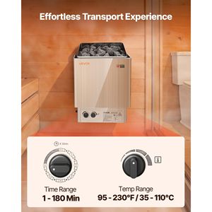Stufa Elettrica per Sauna 6KW 240V con Staffa Pre-Forata, Capacità 176.5 317.8 CU.FT per Coperta Sauna - Product Image 5