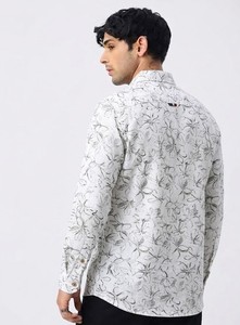 Chemise décontractée à manches longues pour homme, imprimé floral, col rabattu, manches longues, respirante, en lin, pour l'été - Product Image 2