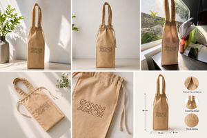 Sac fourre-tout en toile réutilisable personnalisé avec cordon de serrage pour l'emballage de bouteilles de vin, les cadeaux et l'utilisation en supermarché - Product Image 2