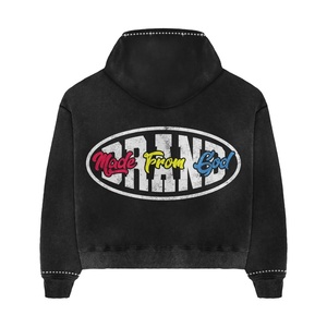 Vintage-Style <b>Distressed</b> Acid Wash Jogger Set for Men Winter Embroidered Tracksuits with Printed Logo XXL Training Size - Product Image 2