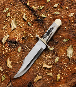 Couteau de chasse Bowie en acier D2 fait main sur mesure avec étui en cuir, manche en corne, meilleur couteau au prix d'usine en gros - Product Image 2