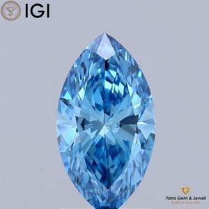 Diamante Cultivado en Laboratorio con Certificación IGI, Corte Marquesa, 1.00 Quilates, Color Azul Intenso, Claridad VVS2, para un Centro de Mesa Elegante - Product Image 1
