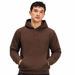 Vente en gros de sweat-shirts à capuche pour hommes en tricot gaufré, décontractés, à manches longues, style streetwear personnalisé, usine de vêtements - Product Image 5