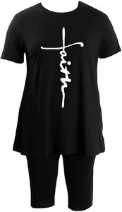 Nuevo Estilo, Conjunto de Dos Piezas de Camiseta con Pedrería Resistente y Pantalones Cortos Casuales para Mujer, Talla Grande, Exportación B0144 - Product Image 1