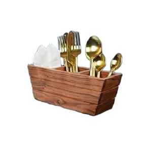 Organizador de Utensilios de Madera Rústica con Asa, Caja de Almacenamiento con Múltiples Compartimentos para Cocina, Mesa de Comedor, Suministros de Oficina - Product Image 6