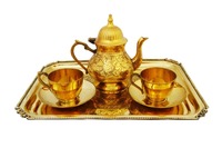 Cafetière arabe en laiton au design attrayant, finition dorée, écologique, pour la maison et l'hôtel, pot à thé et à café
