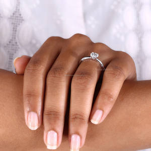 Anillo de compromiso de diamante cultivado en laboratorio cortado, anillo de boda de oro blanco de 10K, juego de cuatro puntas de garra, anillo de propuesta de oro sólido de 14K, aniversario - Product Image 6