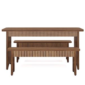 Set da Pranzo in 3 Pezzi per 4-6 Persone, Tavolo da Cucina con 2 Panche - Product Image 3