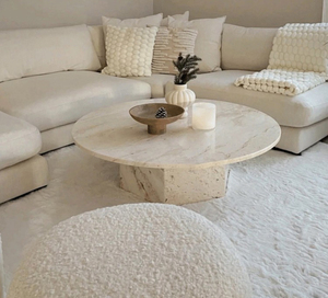 Table en travertin blanc <span class=keywords><strong>de</strong></span> style italien moderne Tostone, meubles contemporains pour le salon, fabriqués en pierre - Product Image 2