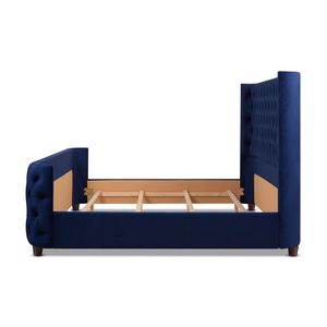 Set letto Brooklyn King in velluto blu navy trapuntato con testiera e pediera - Product Image 5