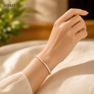 Half Bezel Moissanite Women's Bracelets 10K Plated Rose <b>Gold</b> Princess Diamond Engagement Gift Bracelets Jewelry - Product Image 3