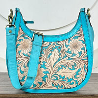 Tas Selempang Kulit Sapi Asli Ukiran Tangan dengan Harga Grosir, Dilengkapi Tas Bahu Senada Motif Bunga, Set Tas Selempang untuk Wanita