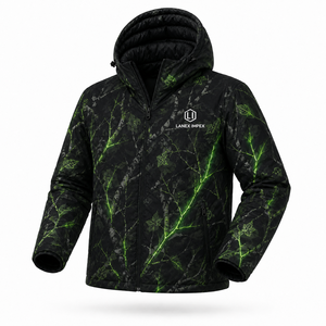 Veste matelassée à capuche pour homme, camouflage vert forêt, imperméable, coupe-vent, isolée thermiquement, pour la chasse, la randonnée, les activités de plein air en hiver - Product Image 2