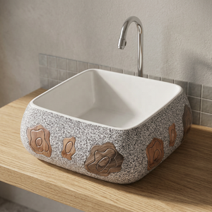 Vistaar Export Quality Gold-Plated Ceramic Table Top Wash Basin For Villa Vanity And Bathroom - Product Image 2