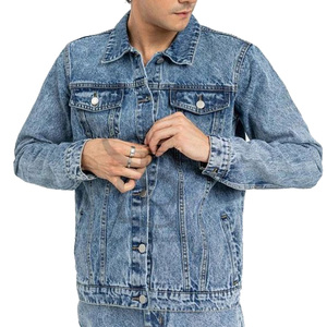 Men's Stonewashed Denim Jacket Button Fly Closure Casual Style Loose Fit 100% Cotton Woven Fabric Winter Windproof Eco-Friendly - Product Image 1