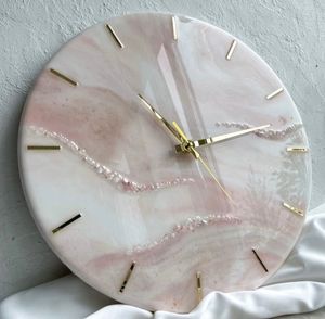 Handmade Resin <b>Modern</b> <b>Wall</b> <b>Clock</b> Marble Look Quartz Movement Custom Size Decorative Hanging Living Room - Product Image 2