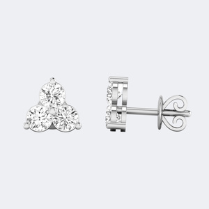 0.50 CTW Round Brilliant Cut Diamond Three-<b>Stone</b> Prong Stud Earrings - Product Image 2
