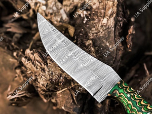 มีดดาบเหล็กดามัสกัส ฟูลแทงค์ คลิปพอยท์ 8 นิ้ว คมกริบ ใบมีดคงที่ สำหรับล่าสัตว์และตั้งแคมป์ ด้ามจับทำจากกระดูกอูฐ รับผลิตแบบ OEM/ODM ขายส่ง - Product Image 4