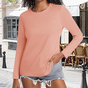 Women Long Sleeve T Shirt Plain Basic Crew Neck Casual Soft Cotton Tee Top Everyday Wear Custom Clothing - Product Image 6