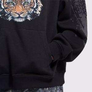 Men's <b>Black</b> Hooded Sweatshirt Regular Fit Solid Front Logo Casual Style Autumn Wear <b>Fleece</b> 100% Cotton Pocket - Product Image 4