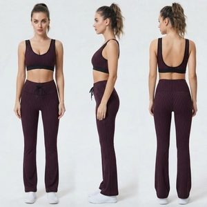 Regal Three Women's High Waist Flare <b>Leggings</b> Stripe <b>Printed</b> Full Length Yoga Pants Breathable 4-Way Stretch Flare <b>Leggings</b> - Product Image 5