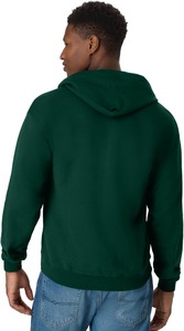 Sweat-shirt à capuche zippé vert pour homme, coupe classique, en polaire, couleur unie, pour l'automne - Product Image 2