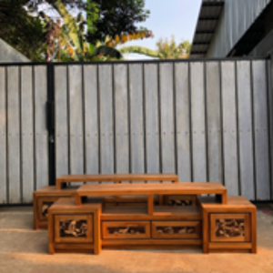 Mueble de TV Minimalista de Madera de Teca Maciza, Mueble de Exhibición Antiguo, Soporte de TV para Sala de Estar, Caja de Almacenamiento - Product Image 4