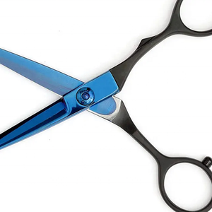 Tijeras de Barbero Profesionales de Acero Inoxidable de Alta Calidad al por Mayor, con Logotipo Personalizado, Borde Liso, Afiladas, Color Azul y Negro - Product Image 5