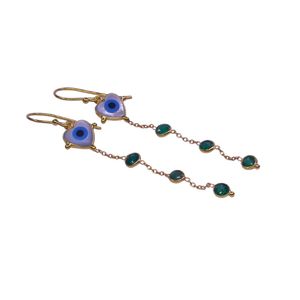 Pendientes Colgantes en Forma de Corazón, Chapados en Oro, con Esmeralda en Engaste Biselado, Estilo Bohemia, Joyería para Mujer - Product Image 2