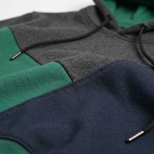 Sweat-shirt à capuche premium color block en polaire patchwork personnalisé, coupe oversize, style streetwear décontracté - Product Image 4