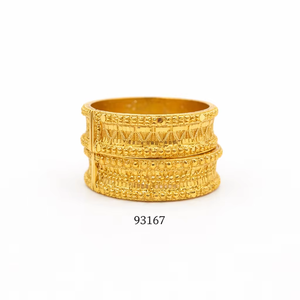 MOLL JEWELLERS Bracelets Kada larges pour femmes en alliage de zinc plaqué or 24 carats avec zircon, motif floral gravé, tendance et certifiés - Product Image 1