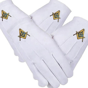 Gants en coton blanc brodés maçonniques réutilisables, très demandés, pour usage quotidien - Product Image 2