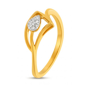 Birnenblatt-Diamant Gelbgold-Ring Minimalistischer Verlobungsring für Damen GOLD Diamantschmuck - Product Image 3