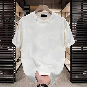 T-shirts vierges en coton de haute qualité pour hommes, coupe lourde, design épaules tombantes, col côtelé, coupe oversize, à bas prix - Product Image 4
