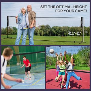 Set da Gioco Regolabile per Esterni per Badminton, Pallavolo, Pickleball, Divertimento in Spiaggia e su Vialetti, Include Rete - Product Image 4