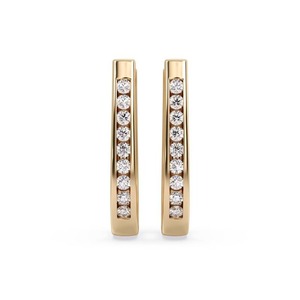 ต่างหูทรงกลมประดับเพชรโมเดิร์น 0.25 กะรัต เพชรเพาะเลี้ยงในห้องปฏิบัติการ ประดับด้วยทอง 18K และแพลตตินัม - Product Image 2