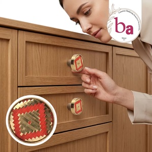 Handmade Brass Heart Shape Drawer Knob Red Woven Design Modern Furniture Handle Easy Installation Dresser Cabinet Villa Use - Product Image 4