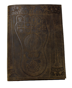 Antique Color Genuine Buffalo <b>Leather</b> Journal 100 <b>Sheets</b> Of Inner Pages Embossed Buddha Foot Natural Hard Bound Glue Binding - Product Image 1
