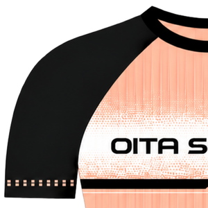 Light <b>Peach</b> Black Raglan Sports Jersey Short Sleeve Crew Neck Breathable Athletic Training Team Uniform Performance <b>Shirt</b> - Product Image 3