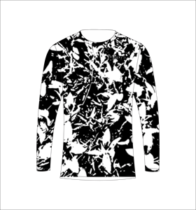 T-shirt de pêche à séchage rapide noir et blanc à manches longues, sublimation, athlétique - Product Image 5