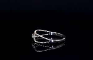 Minimalist <b>Plain</b> Band <b>Ring</b> 18K Solid Gold Rhodium Plated Unisex Everyday Wear Twisted Rope Design - Product Image 3
