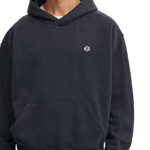 Heavyweight Cotton <b>Fleece</b> Men Hoodies Oversized Washed <b>Black</b> Streetwear Pullover Custom Logo Hoodie Low MOQ Wholesale OEM - Product Image 3