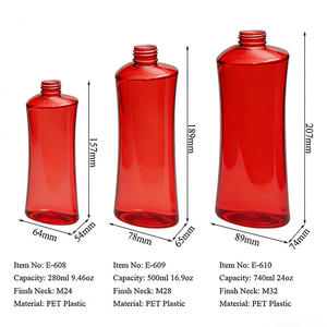 Botella de Plástico PET Transparente Roja Personalizada de 280 ml, 500 ml, 740 ml con Bomba Dosificadora para Envasado de Champú y Acondicionador al por Mayor - Product Image 6