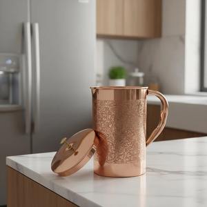 Ensemble de carafes à eau en cuivre pur - Pichet ayurvédique pour la santé avec design luxueux, anti-fuite, pour la maison et en coffret cadeau - Product Image 2