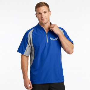 Royal Blue <b>Men's</b> Quarter-Zip Sport Shirt With Wing Logo Embroidery Quick Dry Polyester <b>Summer</b> Wear - Product Image 5