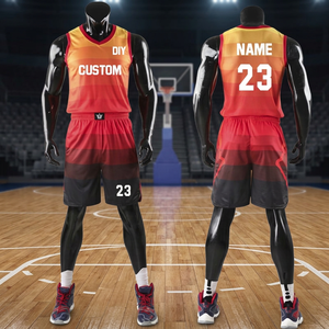 Uniformes de basketball respirants grande taille à séchage rapide en maille polyester, dégradé de couleurs, logo frontal, shorts et maillots, tailles personnalisables - Product Image 2