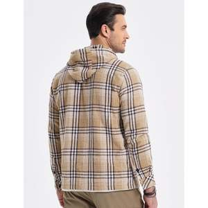 2025 chaquetas de franela de algodón para hombre, Sudadera con capucha informal a cuadros con botones y bolsillos, chaquetas ligeras de manga larga - Product Image 3