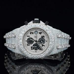 Montre unisexe élégante et luxueuse en moissanite avec mouvement à quartz, chronographe, éclatante, intemporelle, édition limitée, accessoire - Product Image 2