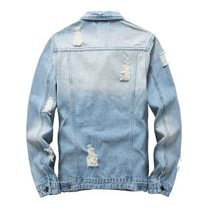 แจ็คเก็ตยีนส์สำหรับผู้ชายทรงเข้ารูป แจ็คเก็ตยีนส์ขาดๆ เสื้อโค้ทลำลอง สตรีทแวร์ แฟชั่นแจ็คเก็ต แจ็คเก็ตทรัคเกอร์ผ้าฝ้ายผสมที่ใส่สบาย - Product Image 2