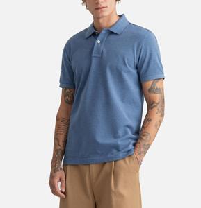 Chemises polo pour hommes à col montant, respirantes, en coton, coupe classique, motif uni, tricotées, manches courtes, décontractées, design personnalisé - Product Image 1